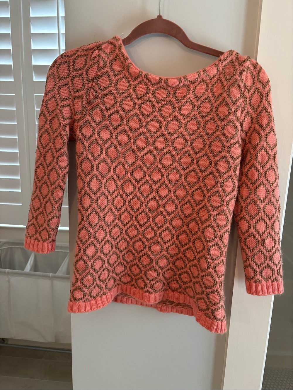 Dolce Vita Coral and Gold Geometric Sweater